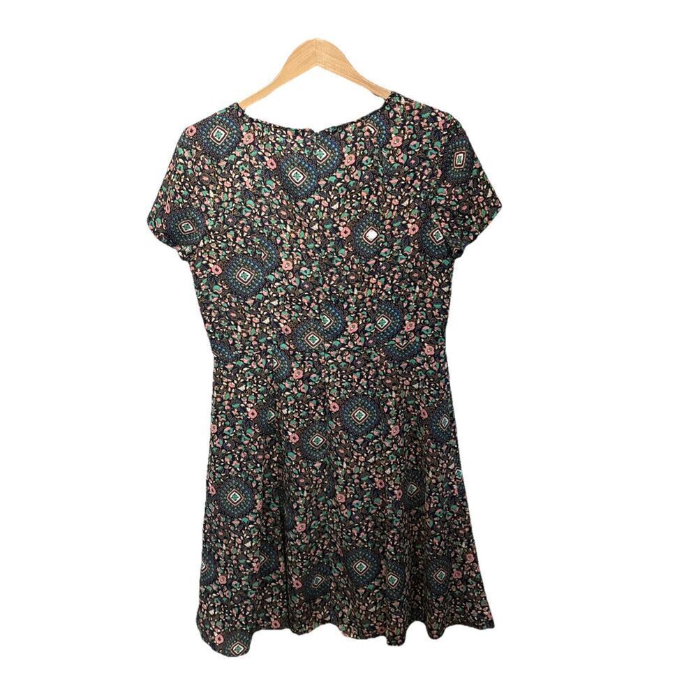 J Crew Flutter Sleeve Dress H5402 Medallion Print Multicolor Size 10 Boho Chic - Picture 3 of 10